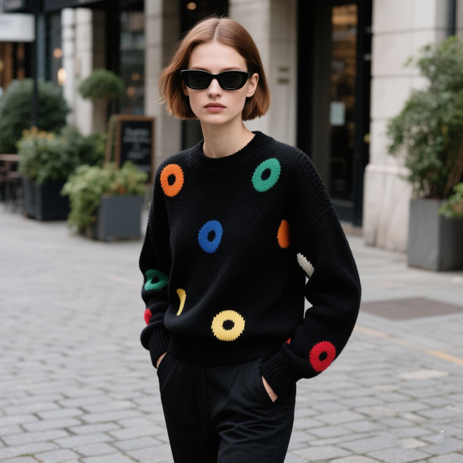 fashion sweater made by computerized flat knitting machine