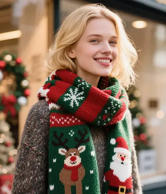 Christmas Scarf by Changhua Scarf Knitting Machine