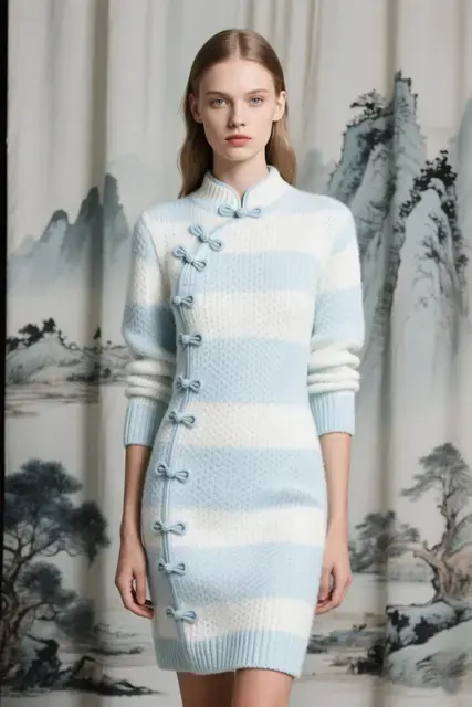 Chinese-style sweater for flat Knitting Machine
